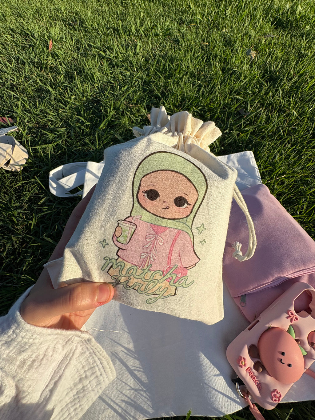 Matcha Girly Canvas Pouch